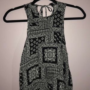 black and white patterned tank